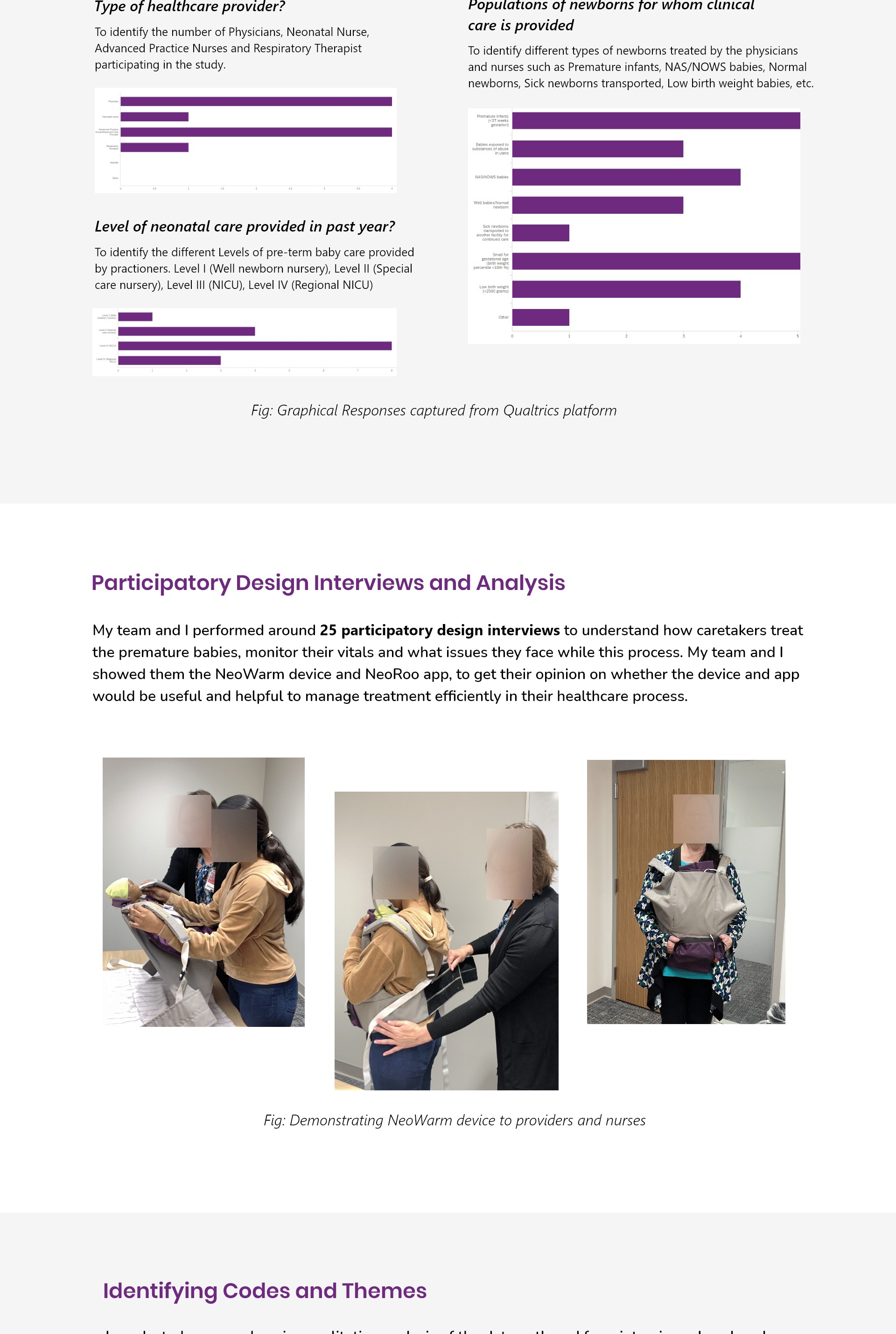 NeoRoo: Participant survey, participatory design interviews with clinicians